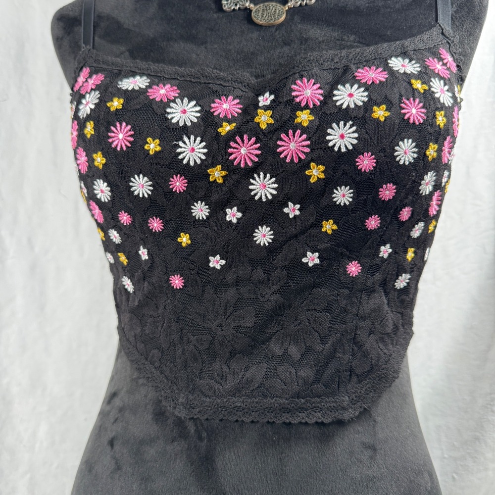 Women's PINK Victoria Secret Daisy Embroidered Wireless Longline Bralette Medium